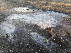 Be careful of frozen water on the hiking trails